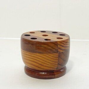 Vintage Handmade Segmented Solid Wood  Hat Pin / Pencil Holder